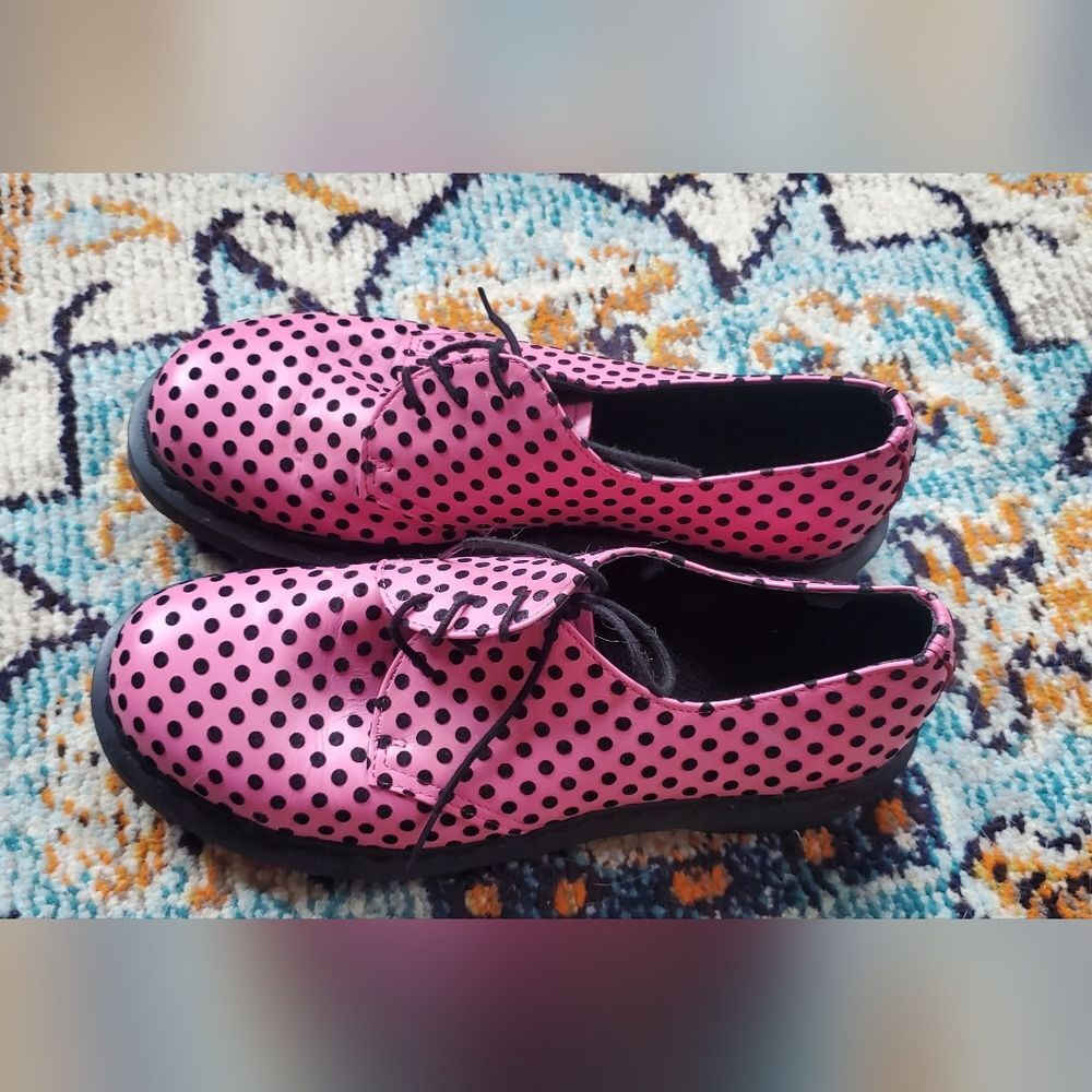 Dr Martens 1461 Pink With Flocked Black Polka Dots Originals Size US L 10 - Picture 9 of 12